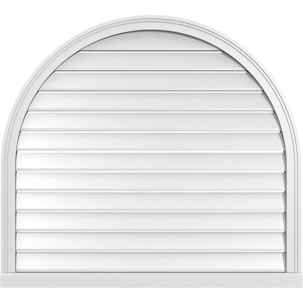 Ekena Millwork Round Top Surface Mount PVC Gable Vent: Functional, w/ 2"W x 2"P Brickmould Sill Frame, 42"W x 38"H - GVPRT42X3803SF
