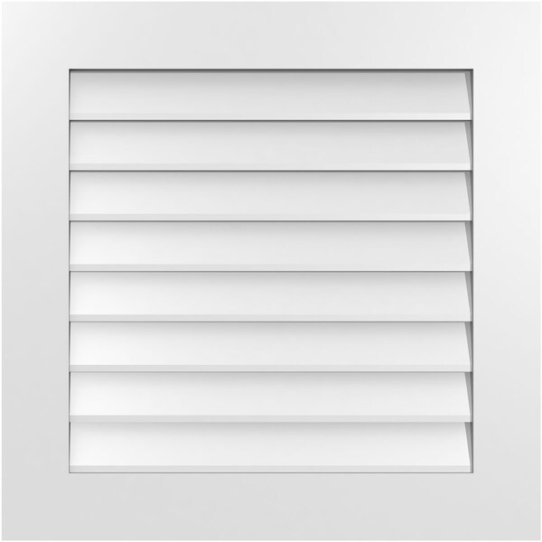 Ekena Millwork Vertical Surface Mount PVC Gable Vent: Non-Functional, w/ 3-1/2"W x 1"P Standard Frame, 28"W x 28"H - GVPVE28X2801SN