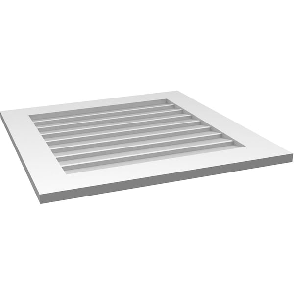 Ekena Millwork Vertical Surface Mount PVC Gable Vent: Non-Functional, w/ 3-1/2"W x 1"P Standard Frame, 28"W x 28"H - GVPVE28X2801SN