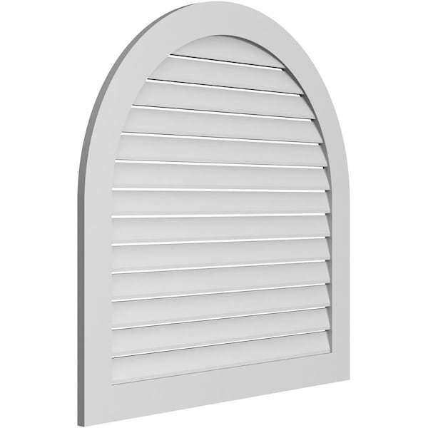 Ekena Millwork Round Top Surface Mount PVC Gable Vent: Functional, w/ 3-1/2"W x 1"P Standard Frame, 42"W x 42"H - GVPRT42X4201SF