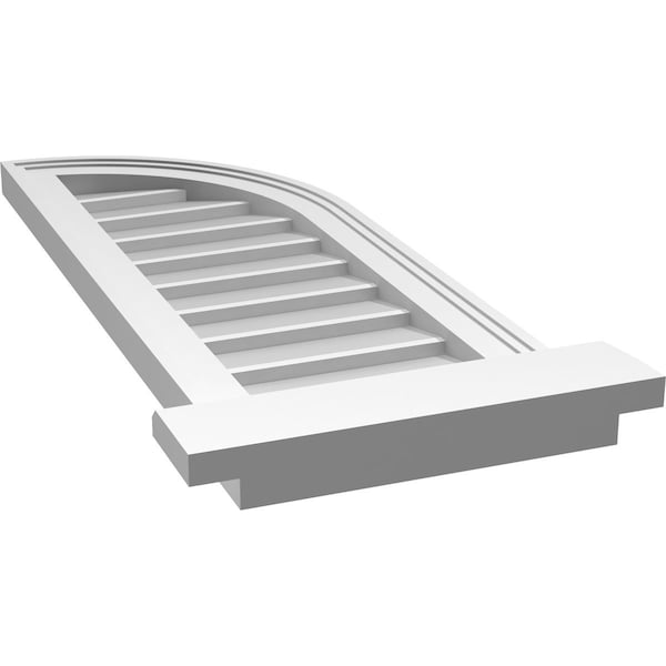 Ekena Millwork Quarter Round Top Right Surface Mount PVC Gable Vent w/ 2"W x 2"P Brickmould Sill Frame, 12"W x 32"H - GVPQR12X3203SN