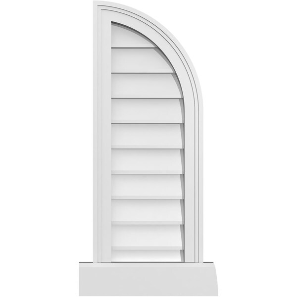 Ekena Millwork Quarter Round Top Right Surface Mount PVC Gable Vent w/ 2"W x 2"P Brickmould Sill Frame, 12"W x 32"H - GVPQR12X3203SN
