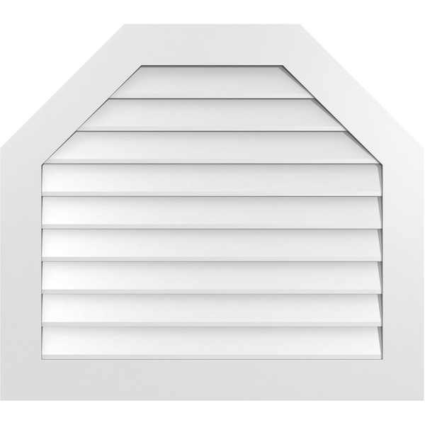 Ekena Millwork Octagonal Top Surface Mount PVC Gable Vent w/ 3-1/2"W x 1"P Standard Frame, 36"W x 32"H - GVPOT36X3201SN