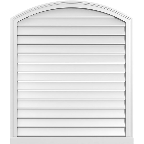 Ekena Millwork Arch Top Surface Mount PVC Gable Vent w/ 2"W x 2"P Brickmould Sill Frame, 36"W x 40"H - GVPAR36X4003SN