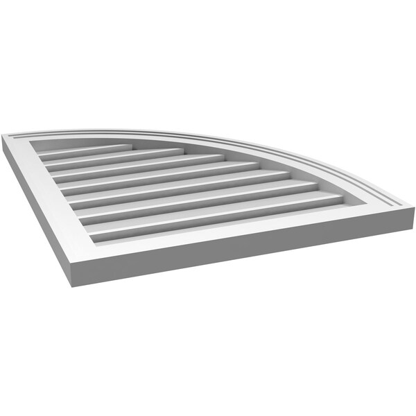 Ekena Millwork Quarter Round Top Right Surface Mount PVC Gable Vent w/ 2"W x 2"P Brickmould Sill Frame, 22"W x 26"H - GVPQR22X2603SF