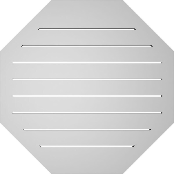 Ekena Millwork Octagonal Surface Mount PVC Gable Vent: Functional, w/ 2"W x 1-1/2"P Brickmould Frame, 30"W x 30"H - GVPOC30X3002SF