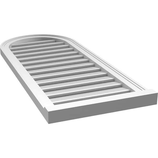 Ekena Millwork Round Top Surface Mount PVC Gable Vent: Functional, w/ 2"W x 2"P Brickmould Sill Frame, 18"W x 42"H - GVPRT18X4203SF