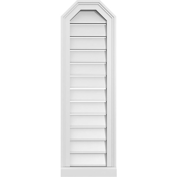 Ekena Millwork Octagonal Top Surface Mount PVC Gable Vent w/ 2"W x 2"P Brickmould Sill Frame, 12"W x 38"H - GVPOT12X3803SF