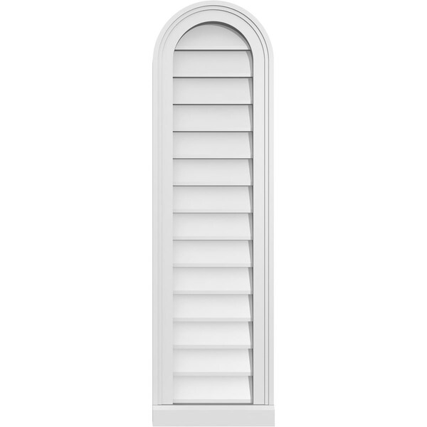 Ekena Millwork Round Top Surface Mount PVC Gable Vent w/ 2"W x 2"P Brickmould Sill Frame, 12"W x 42"H - GVPRT12X4203SN