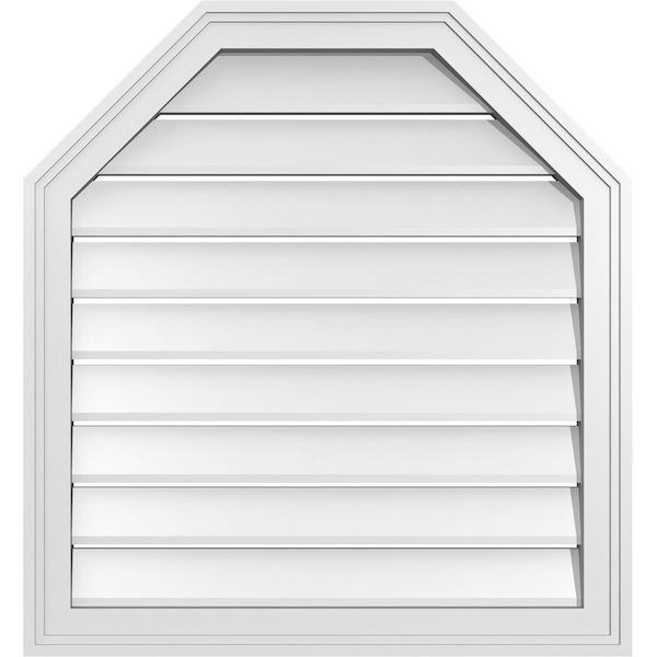 Ekena Millwork Octagonal Top Surface Mount PVC Gable Vent w/ 2"W x 1-1/2"P Brickmould Frame, 26"W x 28"H - GVPOT26X2802SF