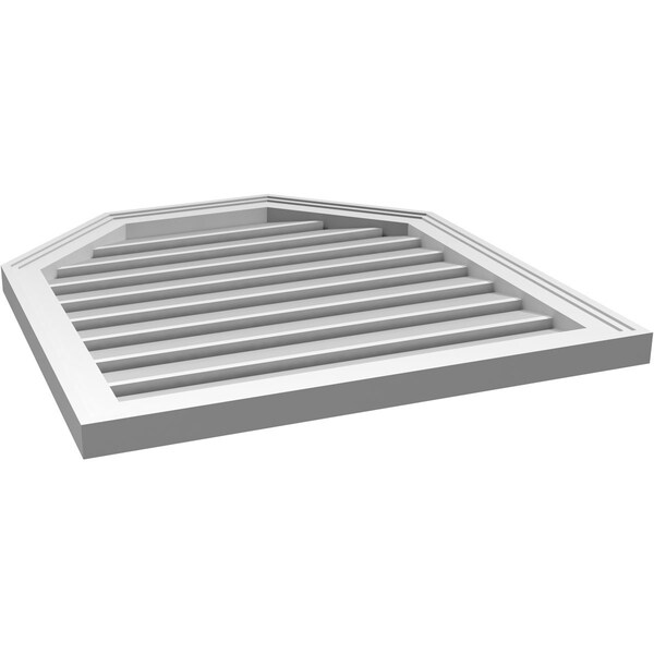 Ekena Millwork Octagonal Top Surface Mount PVC Gable Vent w/ 2"W x 1-1/2"P Brickmould Frame, 26"W x 28"H - GVPOT26X2802SF