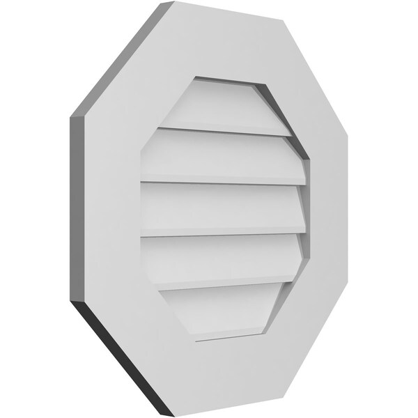 Ekena Millwork Octagonal Surface Mount PVC Gable Vent: Non-Functional, w/ 3-1/2"W x 1"P Standard Frame, 20"W x 20"H - GVPOC20X2001SN