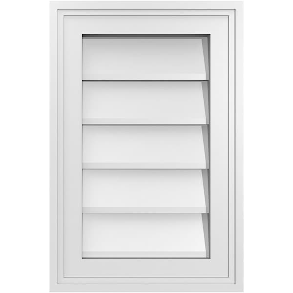 Ekena Millwork Vertical Surface Mount PVC Gable Vnt: Non-Functional, w/2"W x 1-1/2"H, Brickmould Frame, 12"W x 18"H - GVPVE12X1802SN