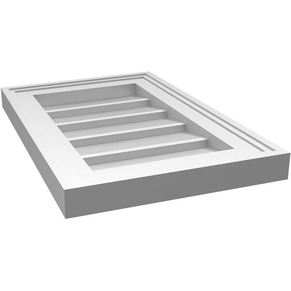 Ekena Millwork Vertical Surface Mount PVC Gable Vnt: Non-Functional, w/2"W x 1-1/2"H, Brickmould Frame, 12"W x 18"H - GVPVE12X1802SN