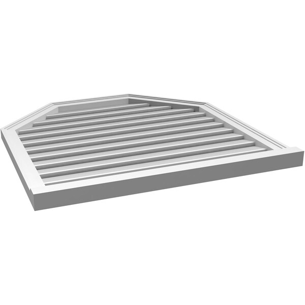 Ekena Millwork Octagonal Top Surface Mount PVC Gable Vent w/ 2"W x 2"P Brickmould Sill Frame, 34"W x 34"H - GVPOT34X3403SF