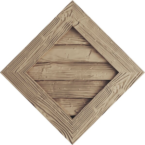 Ekena Millwork Timberthane Sandblasted Diamond Faux Wood Non-Functional Gable Vent, Primed Tan, 30"W x 30"H - GVURDI30X30DSDPR