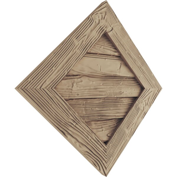 Ekena Millwork Timberthane Sandblasted Diamond Faux Wood Non-Functional Gable Vent, Primed Tan, 30"W x 30"H - GVURDI30X30DSDPR