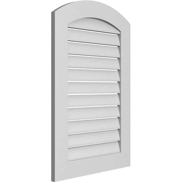 Ekena Millwork Arch Top Surface Mount PVC Gable Vent: Non-Functional, w/ 3-1/2"W x 1"P Standard Frame, 24"W x 34"H - GVPAR24X3401SN