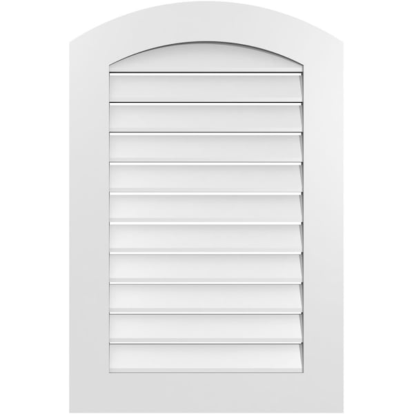 Ekena Millwork Arch Top Surface Mount PVC Gable Vent: Non-Functional, w/ 3-1/2"W x 1"P Standard Frame, 24"W x 34"H - GVPAR24X3401SN