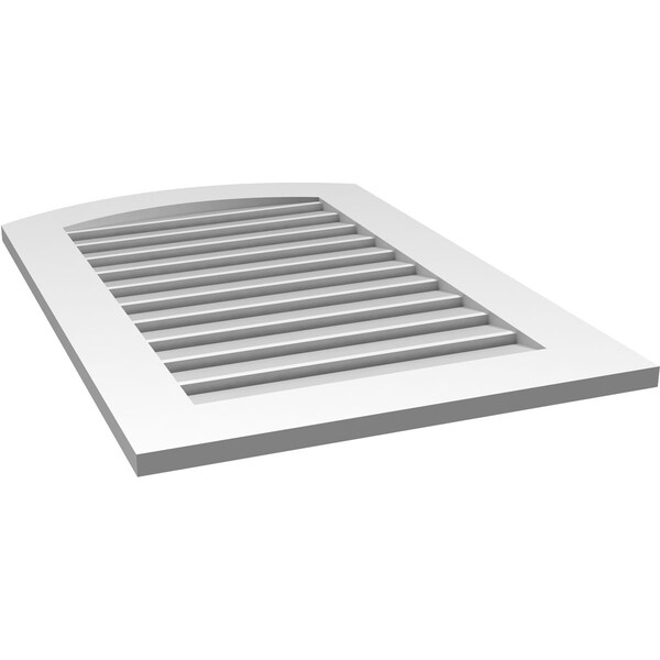 Ekena Millwork Arch Top Surface Mount PVC Gable Vent: Non-Functional, w/ 3-1/2"W x 1"P Standard Frame, 24"W x 34"H - GVPAR24X3401SN