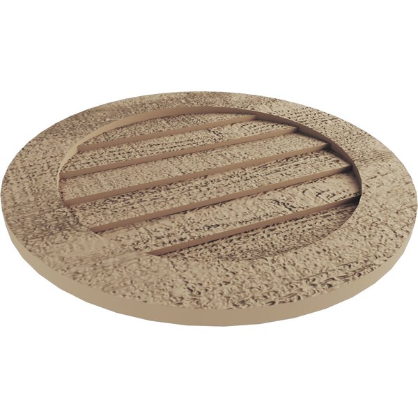 Ekena Millwork Timberthane Rough Sawn Round Faux Wood Non-Functional Gable Vent, Primed Tan, 24"W x 24"H - GVURRO24DRSPR