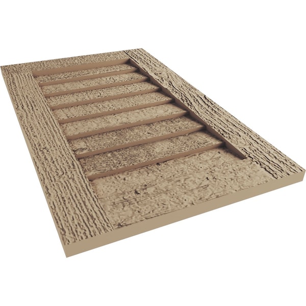 Ekena Millwork Timberthane Rough Sawn Vertical Faux Wood Non-Functional Gable Vent, Primed Tan, 34"W x 48"H - GVURVE34X48DRSPR