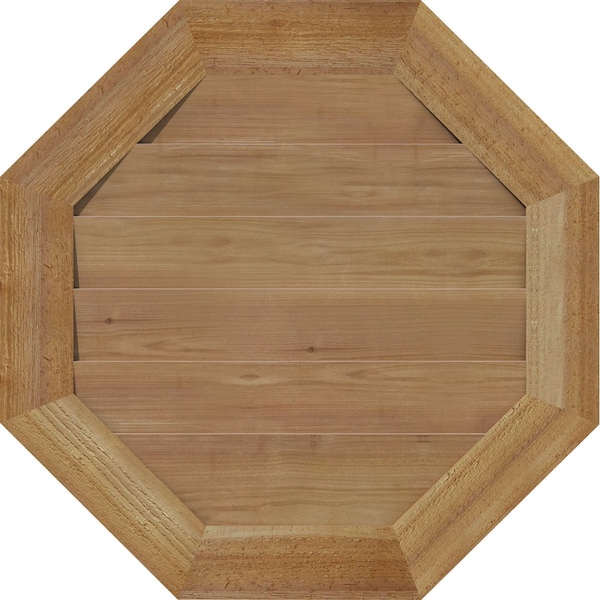 Ekena Millwork Octagonal Gable Vnt Non-Functional Western Red Cedar Gable Vnt w/Decorative Face Frame, 20"W x 20"H - GVWOC20X2002RDUWR