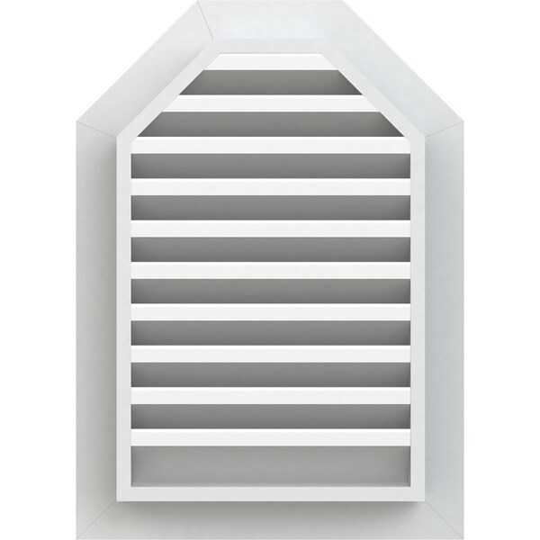 Ekena Millwork Octagonal Top Gable Vent Functional, PVC Gable Vent w/ 1" x 4" Flat Trim Frame, 16"W x 32"H - GVPOT16X3201FUN