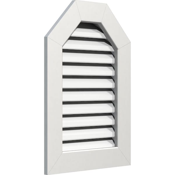 Ekena Millwork Octagonal Top Gable Vent Functional, PVC Gable Vent w/ 1" x 4" Flat Trim Frame, 16"W x 32"H - GVPOT16X3201FUN