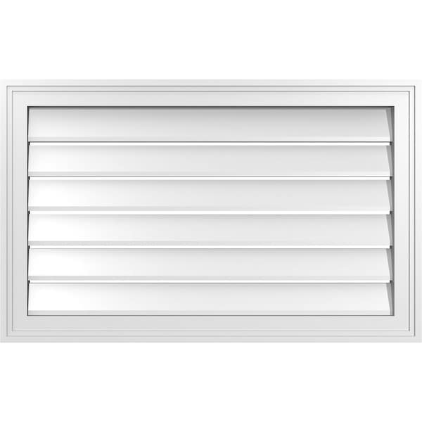 Ekena Millwork Vertical Surface Mount PVC Gable Vent: Functional, w/ 2"W x 1-1/2"P Brickmould Frame, 32"W x 20"H - GVPVE32X2002SF