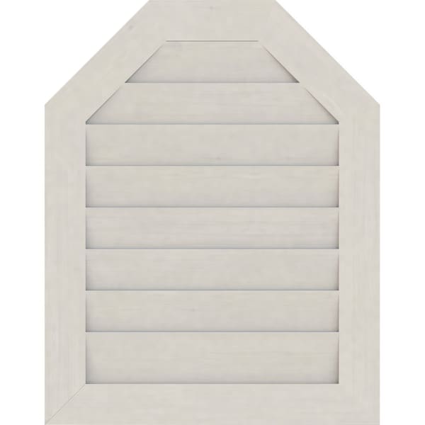 Ekena Millwork Octagonal Top Gable Vent, Non-Functional, Pine Gable Vent w/ Decorative Face Frame, 16"W x 28"H - GVWOT16X2802SDPPI