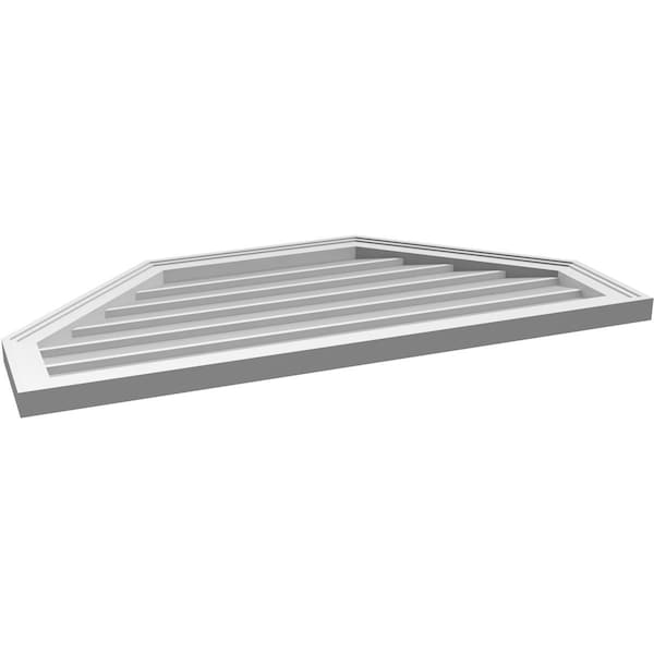 Ekena Millwork Octagonal Top Surface Mount PVC Gable Vent w/ 2"W x 1-1/2"P Brickmould Frame, 40"W x 20"H - GVPOT40X2002SN