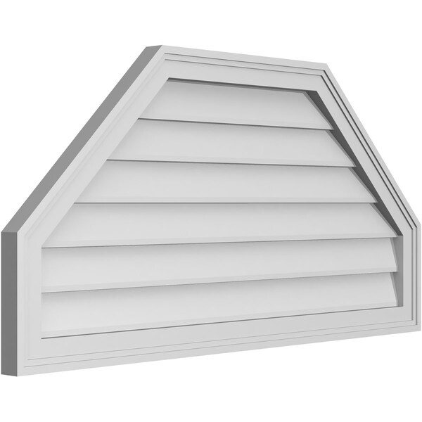 Ekena Millwork Octagonal Top Surface Mount PVC Gable Vent w/ 2"W x 1-1/2"P Brickmould Frame, 40"W x 20"H - GVPOT40X2002SN