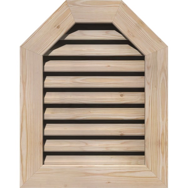 Ekena Millwork Octagonal Top Gable Vent Functional, Pine Gable Vent w/ 1" x 4" Flat Trim Frame, 16"W x 16"H - GVWOT16X1601SFUPI