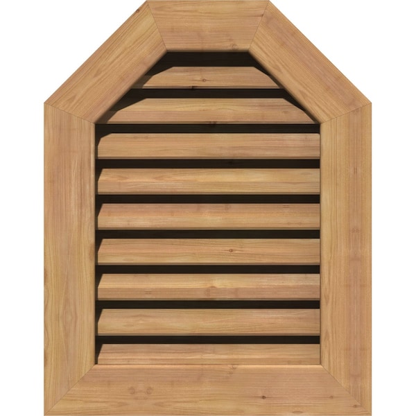 Ekena Millwork Octagonal Top Gable Vent Western Red Cedar Gable Vent w/1" x 4" Flat Trim Frame, 30"W x 22"H - GVWOT30X2201SFUWR