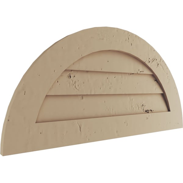 Ekena Millwork Timberthane Knotty Pine Half Round Faux Wood Non-Functional Gable Vent, Primed Tan, 24"W x 12"H - GVURHR24X12DKPPR