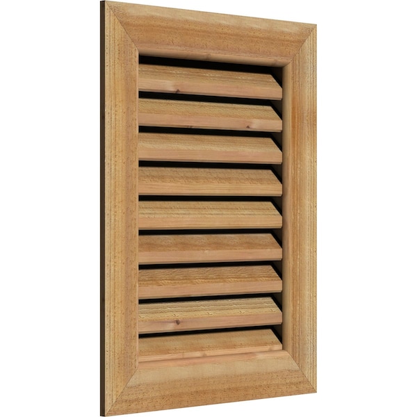 Ekena Millwork Vertical Gable Vent Functional, Western Red Cedar Gable Vent w/ 1" x 4" Flat Trim Frame, 16"W x 32"H - GVWVE16X3201RFUWR