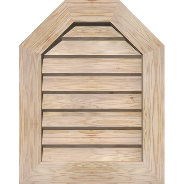 Ekena Millwork Octagonal Top Gable Vent Non-Functional, Pine Gable Vent w/ Decorative Face Frame, 36"W x 22"H - GVWOT36X2202SDUPI
