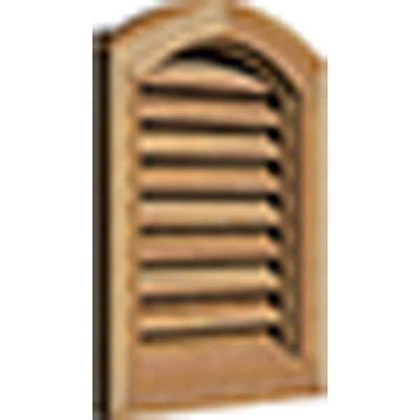 Ekena Millwork Arch Top Gable Vent Functional, Western Red Cedar Gable Vent w/ Brick Mould Face Frame, 12"W x 20"H - GVWAR12X2000RFUWR