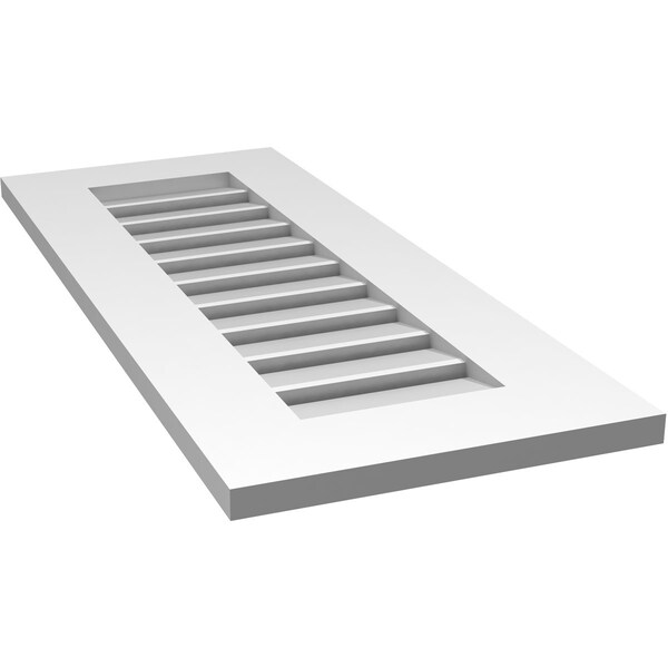 Ekena Millwork Vertical Surface Mount PVC Gable Vent: Functional, w/ 3-1/2"W x 1"P Standard Frame, 14"W x 34"H - GVPVE14X3401SF