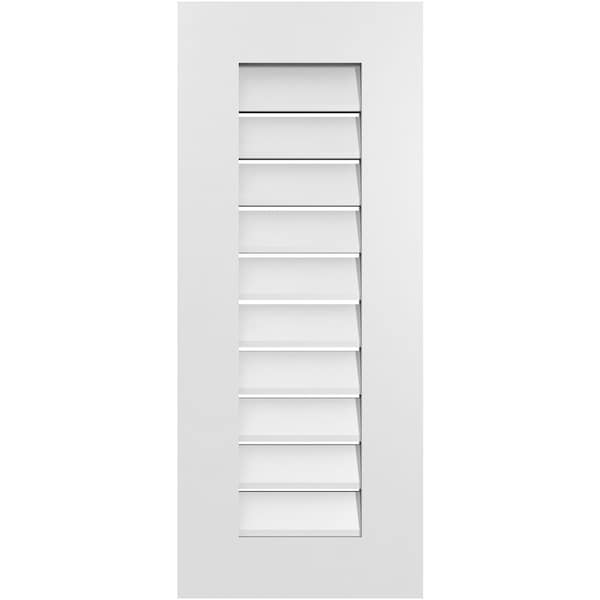 Ekena Millwork Vertical Surface Mount PVC Gable Vent: Functional, w/ 3-1/2"W x 1"P Standard Frame, 14"W x 34"H - GVPVE14X3401SF