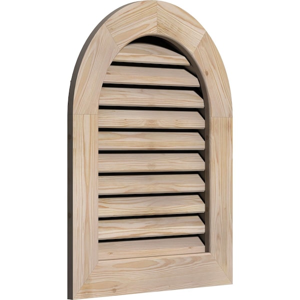 Ekena Millwork Round Top Gable Vent Unfinished, Functional, Pine Gable Vent w/ 1" x 4" Flat Trim Frame, 24"W x 34"H - GVWRT24X3401SFUPI