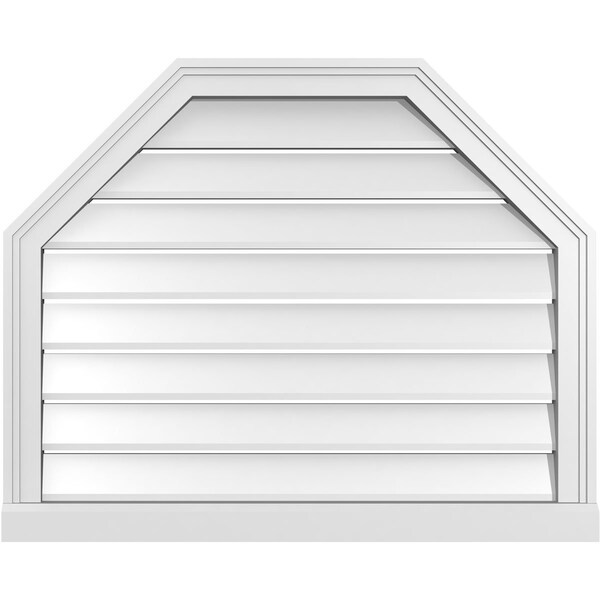 Ekena Millwork Octagonal Top Surface Mount PVC Gable Vent w/ 2"W x 2"P Brickmould Sill Frame, 32"W x 26"H - GVPOT32X2603SF