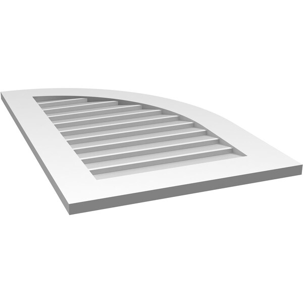 Ekena Millwork Quarter Round Top Right Surface Mount PVC Gable Vent w/ 3-1/2"W x 1"P Standard Frame, 22"W x 34"H - GVPQR22X3401SN