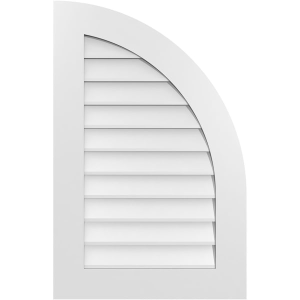 Ekena Millwork Quarter Round Top Right Surface Mount PVC Gable Vent w/ 3-1/2"W x 1"P Standard Frame, 22"W x 34"H - GVPQR22X3401SN