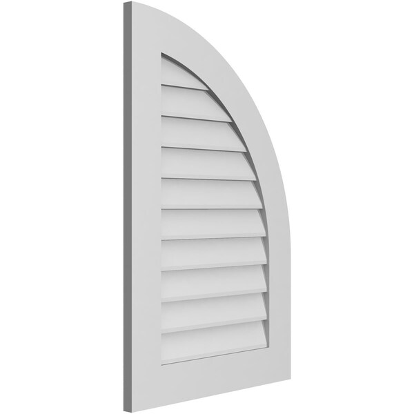 Ekena Millwork Quarter Round Top Right Surface Mount PVC Gable Vent w/ 3-1/2"W x 1"P Standard Frame, 22"W x 34"H - GVPQR22X3401SN