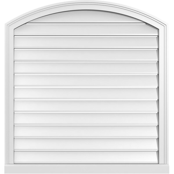 Ekena Millwork Arch Top Surface Mount PVC Gable Vent w/ 2"W x 2"P Brickmould Sill Frame, 36"W x 36"H - GVPAR36X3603SN
