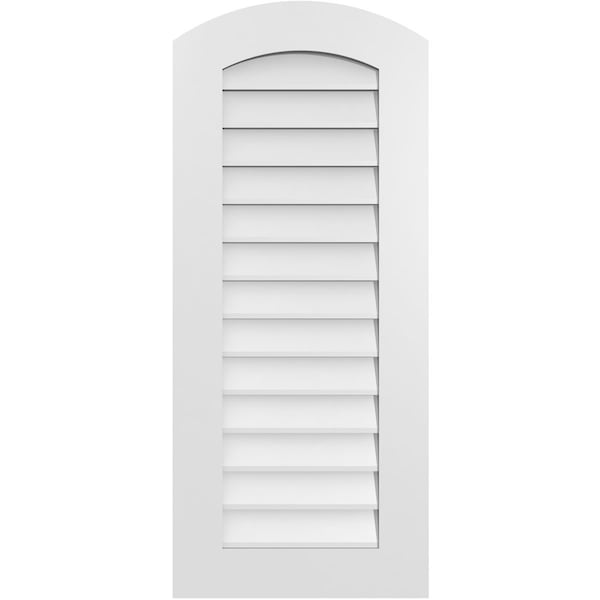 Ekena Millwork Arch Top Surface Mount PVC Gable Vent: Functional, w/ 3-1/2"W x 1"P Standard Frame, 18"W x 42"H - GVPAR18X4201SF