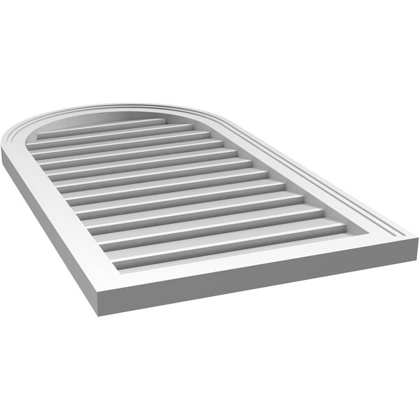 Ekena Millwork Round Top Surface Mount PVC Gable Vent: Functional, w/ 2"W x 1-1/2"P Brickmould Frame, 20"W x 36"H - GVPRT20X3602SF