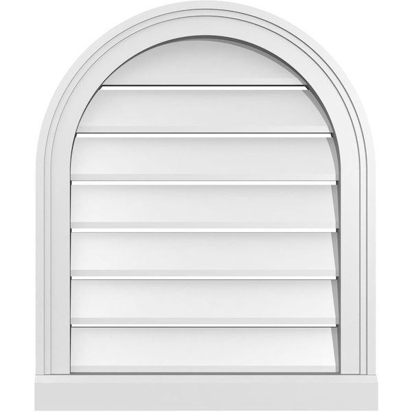 Ekena Millwork Round Top Surface Mount PVC Gable Vent: Functional, w/ 2"W x 2"P Brickmould Sill Frame, 20"W x 24"H - GVPRT20X2403SF